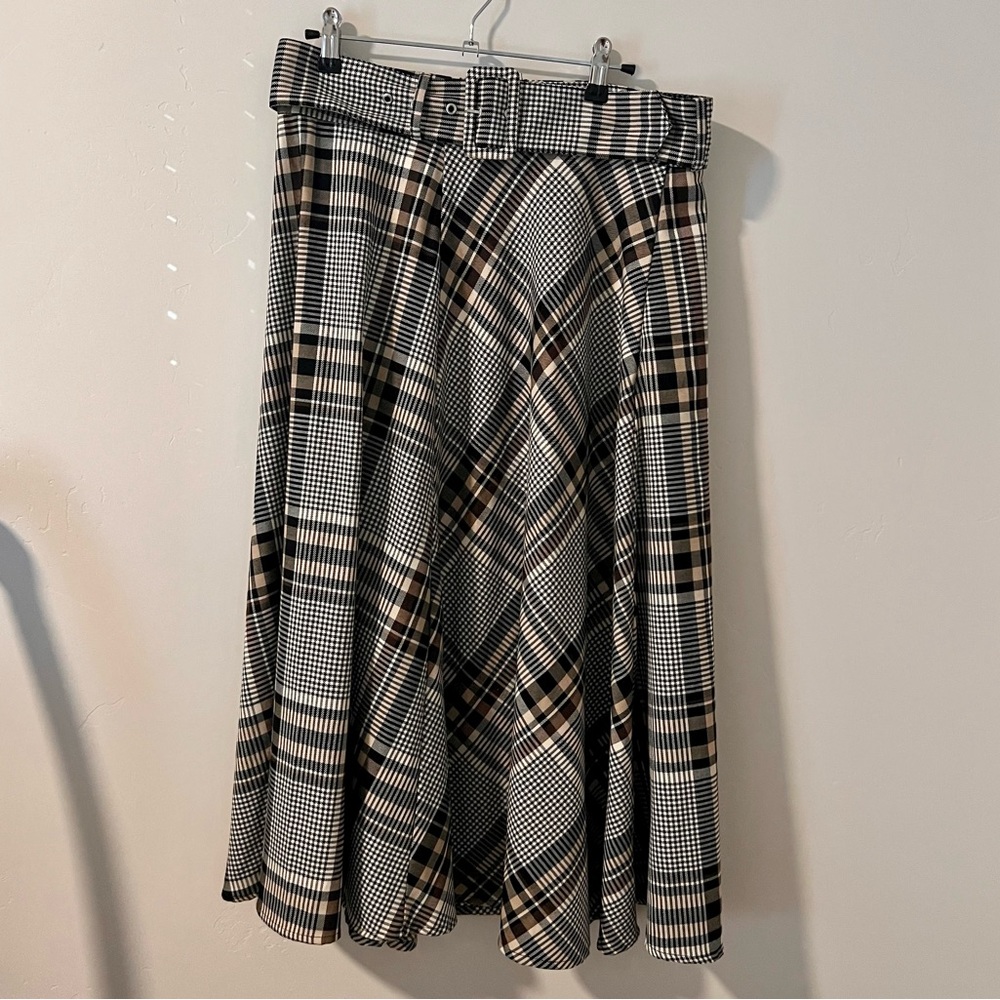 H&M Gingham and Plaid Skirt with Belt
